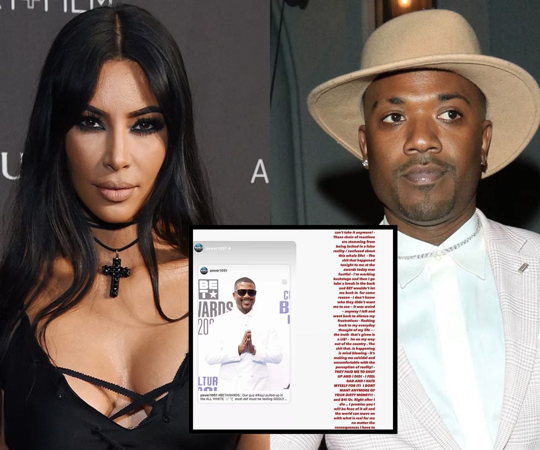 Cover Image for Kim Kardashian’s ex-boyfriend, Ray J, shared an alarming post following the 2024  BET Awards at the Peacock Theater in downtown Los Angeles